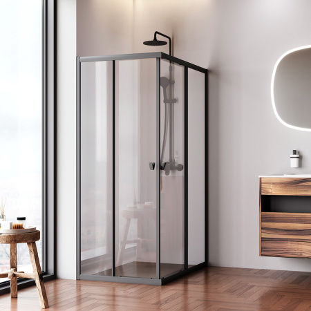 W87G-403-12080-BT Sunny Душевое ограждение AM.PM прямоугольное, раздвижн двери 120x80 черный,стекло прозрачн