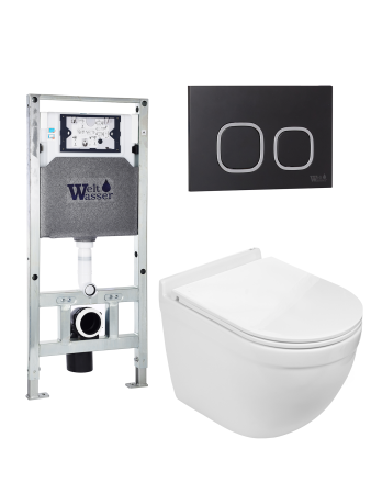 Комплект инсталляции с унитазом Weltwasser AMBERG 506 ST + HEIMBACH 043 GL-WT + AMBERG RD-BL