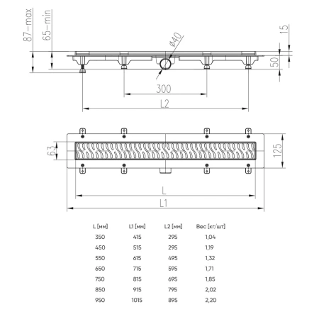 Душевой лоток Veconi Line 650 V650L