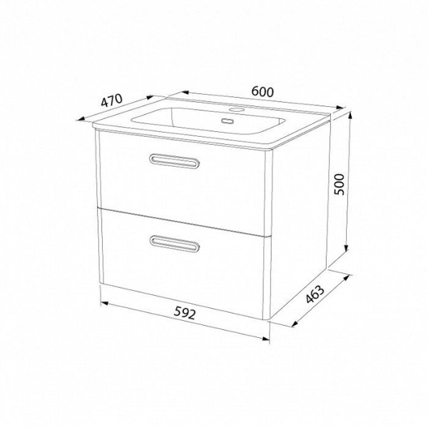 Тумба с раковиной IDDIS Brick 60 подвесная белая (BRI60W0i95K)
