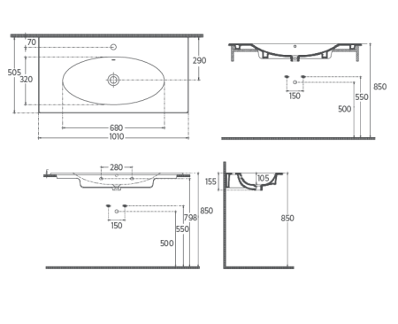 Раковина ISVEA SistemaX 10SX51101SV ультратонкая 101см цвет белый 10SX51101SV