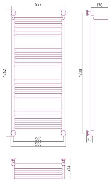 Полотенцесушитель Сунержа Богема+ с полкой 1200x500 00-0223-1250