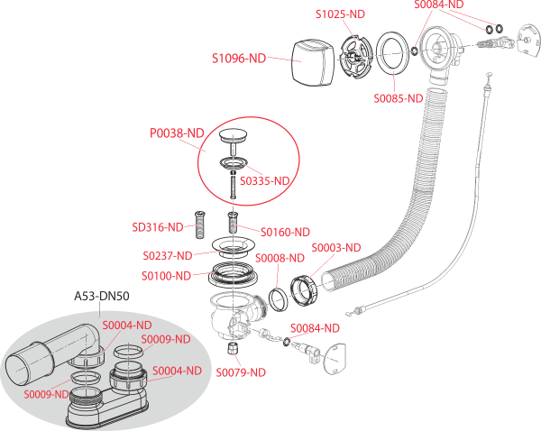 Сифон для ванны AlcaPlast A553K-BL-01