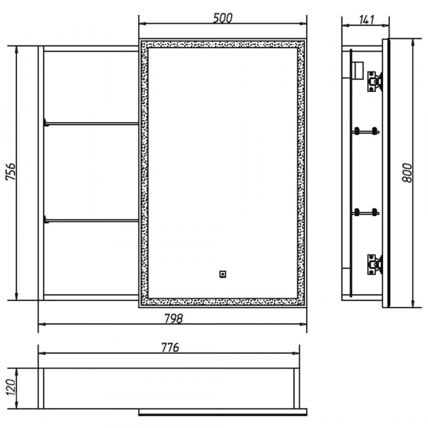 Зеркало-шкаф Континент Allure LED 800x800