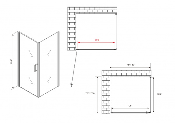 Душевой уголок ABBER Sonnenstrand AG04080M-S75M