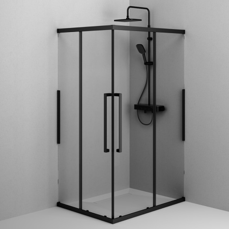 W84G-403-12090-BТ Душевое ограждение AM.PM Func Square Slide 120х90, черный, прозрачное