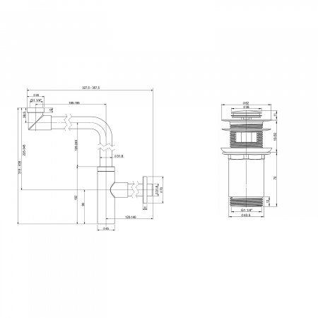 Набор 2 в 1 Wellsee Drainage System 182128001, сифон для раковины, донный клапан, матовый белый