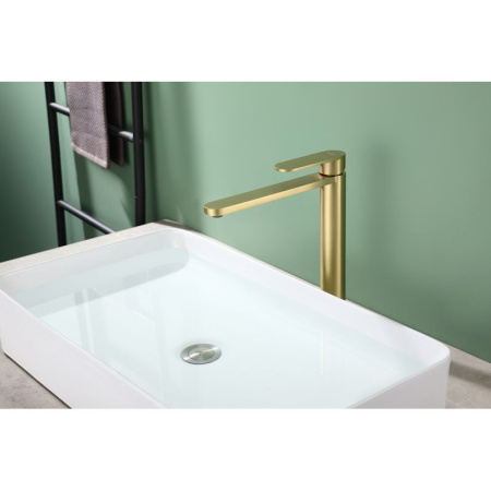 Смеситель для раковины высокий Raglo R10.15.03, золотой сатин