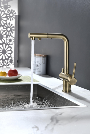 Смеситель для кухни Paulmark SERPENTINE Se213222-BR, бронза