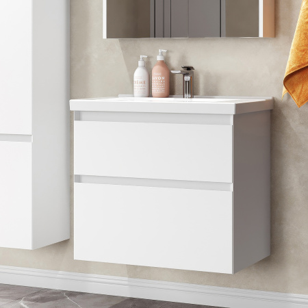 Тумба под умывальник Belux Киото подвесная 60, белый глянцевый