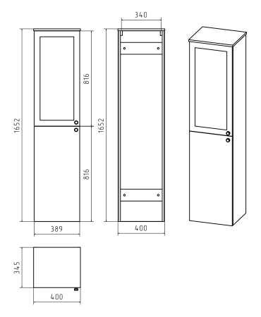 Шкаф - пенал Misty Тондо 40 подвесной левый, П-Тон05040-011Л