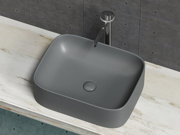 Умывальник чаша накладная прямоугольная Ceramicanova Element 505*380*150мм, темный антрацит матовый, CN6052MDH