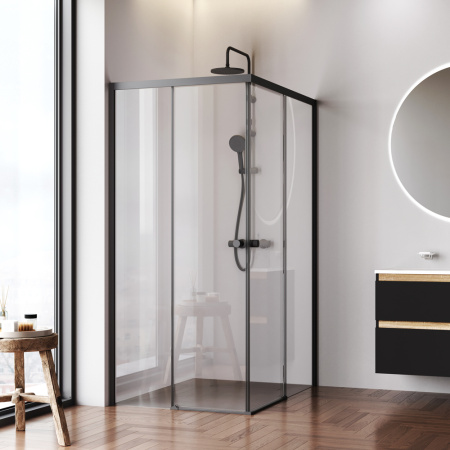W94G-403-120290-BT1K X-joy Душевое ограждение AM.PM прямоугольное,раздвиж.двери 120x90 черный мат.