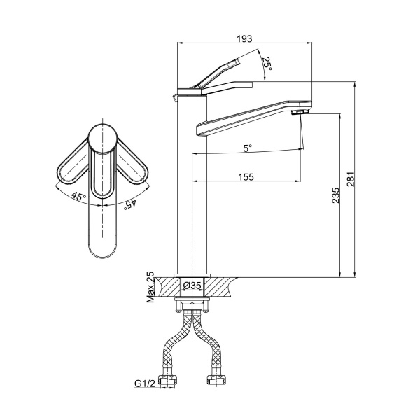 Смеситель для раковины D&K Venice DA1062041, хром