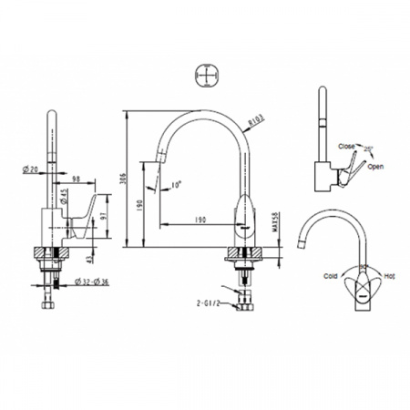 Смеситель для мойки Bravat Drop F74898C-1