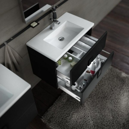 Тумба под умывальник Kolo Twins 89554000 80 см, с 2 ящиками, серебряный графит