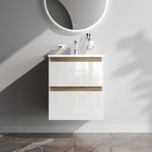 M85AFHX0552WG X-Joy База под раковину AM.PM, подвесная, 55 см, 2 ящика, белый глянец