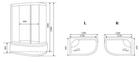 Душевая кабина Timo Lux T-7720 L 120x85x220x