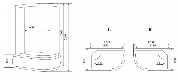 Душевая кабина Timo Lux T-7720 L 120x85x220x