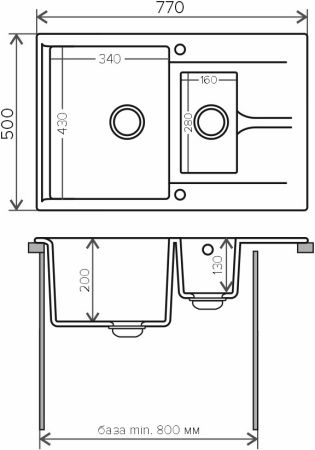 Кухонная мойка Polygran BRIG-770 черный №16 621404