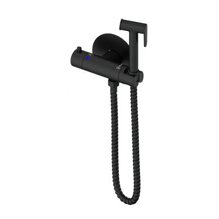 Смеситель с гигиеническим душем и термостатом встраиваемый WONZON & WOGHAND, Черный матовый (WW-88819902-MB)