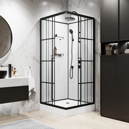 Душевая кабина Niagara Standart ST100/15QR/KL/BKT (100х100х225) низкий поддон(15см),черный,стекло прозрачное