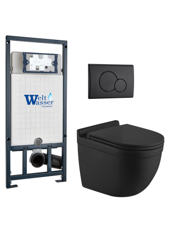 Комплект инсталляции с унитазом Weltwasser MARBERG 507 + HEIMBACH 043 MT-BL + MAR 507 RD MT-BL
