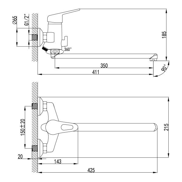 Смеситель Lemark Luna LM4151C универсальный