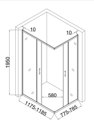 Душевой уголок Taliente TA-08120-1CP 120х80 стекло прозрачное 6 мм