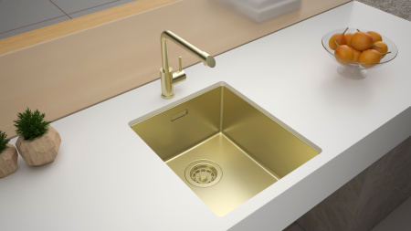 Мойка Paulmark LASSAN 38 UNI LA38-LG 380х440х200 мм, нержавеющая сталь, светлое золото