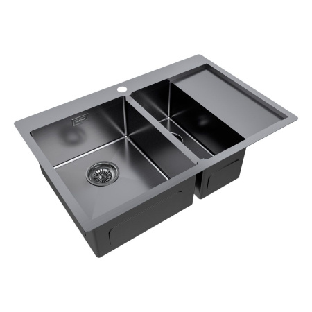 Мойка Paulmark KRONER 78/2SF PM227851-GML 510х780х200 мм, нержавеющая сталь, вороненая сталь