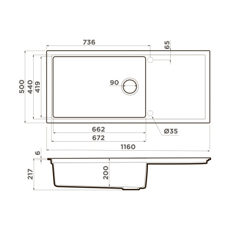 Кухонная мойка Omoikiri Sintesi 116-GB Artceramic/графит 4997120