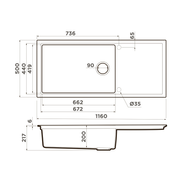 Кухонная мойка Omoikiri Sintesi 116-GB Artceramic/графит 4997120
