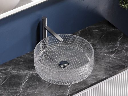 Умывальник чаша накладная круглая Ceramicanova Cristal 360*360*112мм, прозрачная, CN6062