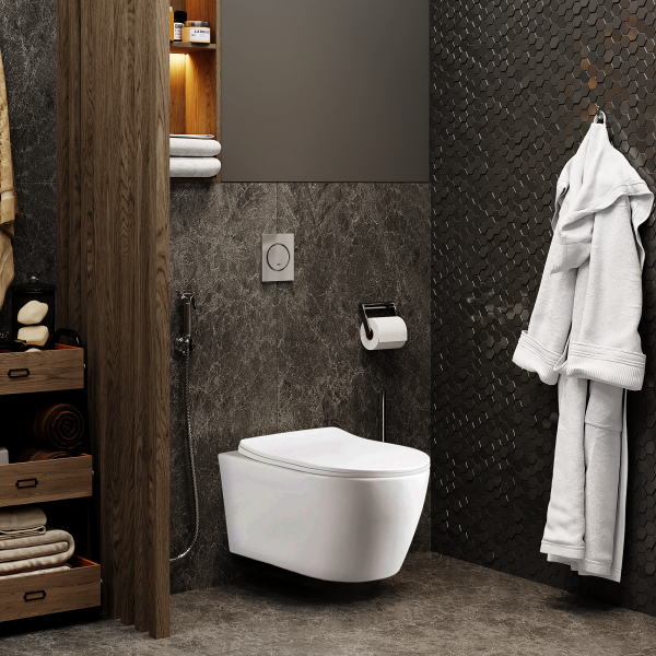 Унитаз SELLA UF подвесной безободковый, сиденье дюропласт с микролифтом Ceruttispa CT10362 (485х365х360)