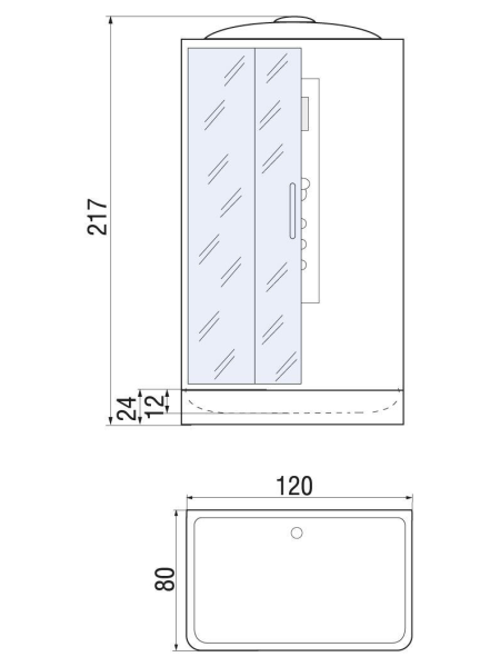 Душевая кабина River VITIM 120/80/24 ТН 1200х800х2170мм