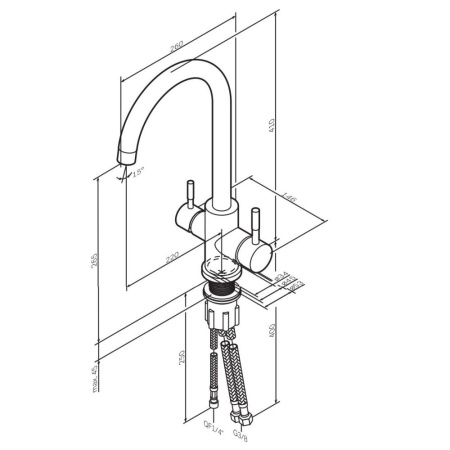 F85B07711 X-Joy S, Смеситель для кухни AM.PM с С-изливом с каналом для питьевой воды, сатин