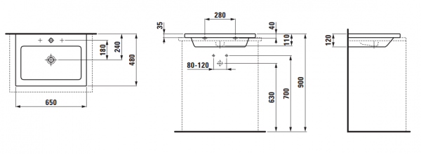 Умывальник Laufen Living Square 8164320001091 65x48x12