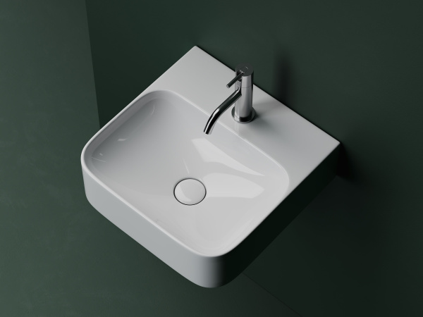 Умывальник Ceramicanova AURA с 1 отверстием для смесителя, без перелива 430*390*135мм, Белый, CN2005