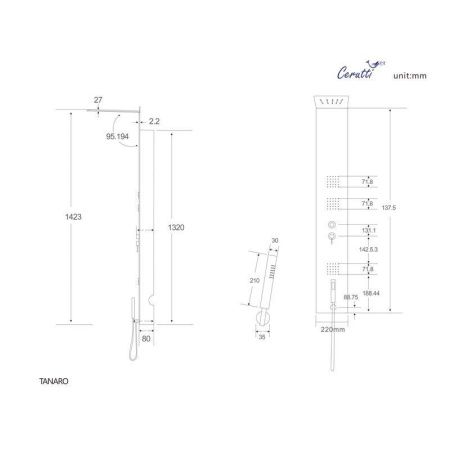 Панель TANARO B душевая Cerutti SPA CT899191