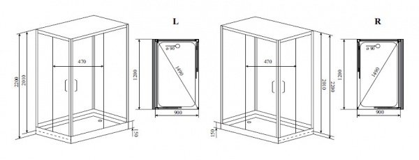 Душевая кабина Timo Premium HELKA Н-515 R 90x120x220