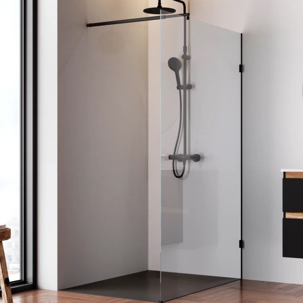 W94WI-120-F1-BTE Душевая перегородка AM.PM X-Joy 120x195, стекло прозр. 6 мм + покрытие, фурнитура черный