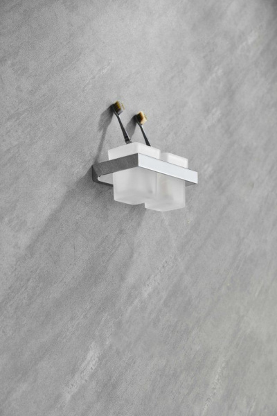 Настенный стакан двойной Grocenberg AC0022 (Хром)