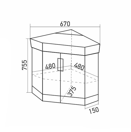 Тумба д/ванной MIXLINE "КВАРЦ-67" напольная, угловая серая под ум. Quartz-50 (540986)