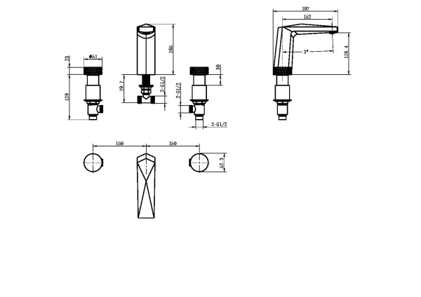 Смеситель для раковины Boheme Venturo 150-CR-DIAMOND хром
