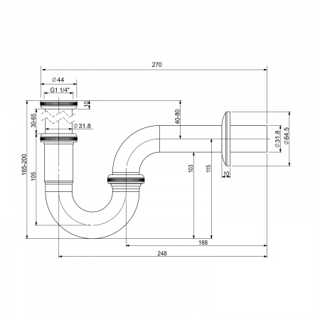 Сифон для раковины Wellsee Drainage System 182102000, латунь, хром