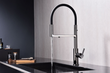 Смеситель для кухни Paulmark TORNADO To213402-GB, глянцевый черный