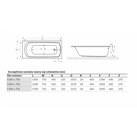 Акриловая ванна Excellent Lamia Slim 170x75 WAEX.LAM17WHS