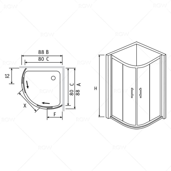 Душевой уголок RGW Passage CL-53 2140х800х800 06085588-11K хром