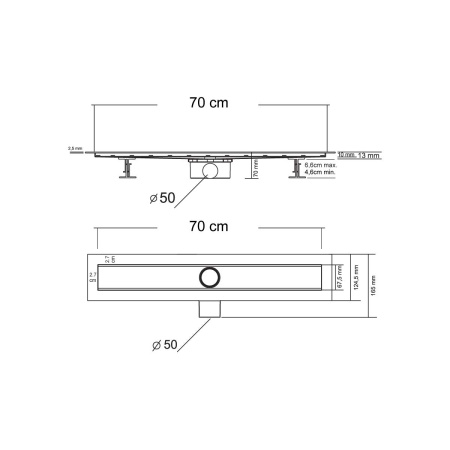 Душевой лоток Vincea SAY OPTIMA 601.70.B.M.S.BUK, 70 см, матовый черный